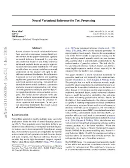 Neural Variational Inference for Text Processing