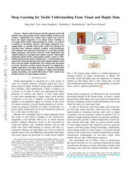 Deep Learning for Tactile Understanding From Visual and Haptic Data