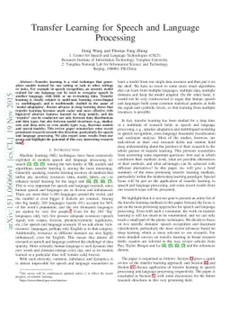 Transfer Learning for Speech and Language Processing