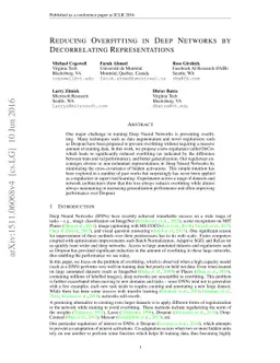 Reducing Overfitting in Deep Networks by Decorrelating Representations