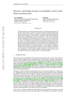 Neural network-based clustering using pairwise constraints