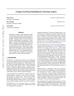 Unsupervised Deep Embedding for Clustering Analysis