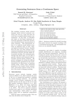 Generating Sentences from a Continuous Space