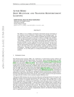 Actor-Mimic: Deep Multitask and Transfer Reinforcement Learning