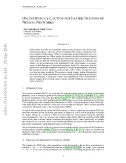 Online Batch Selection for Faster Training of Neural Networks