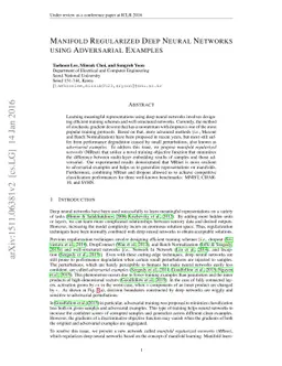 Manifold Regularized Deep Neural Networks using Adversarial Examples