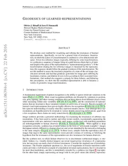 Geodesics of learned representations