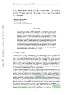 Unsupervised and Semi-supervised Learning with Categorical Generative
  Adversarial Networks