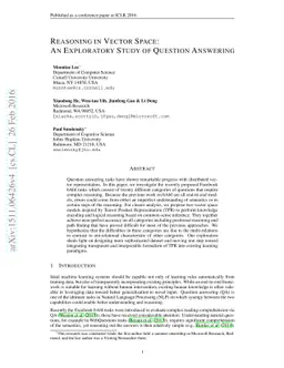 Reasoning in Vector Space: An Exploratory Study of Question Answering