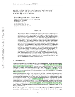 Resiliency of Deep Neural Networks under Quantization