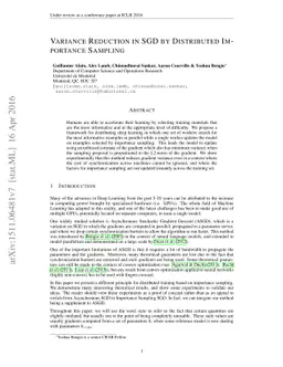 Variance Reduction in SGD by Distributed Importance Sampling