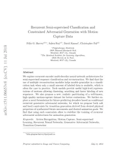 Recurrent Semi-supervised Classification and Constrained Adversarial
  Generation with Motion Capture Data