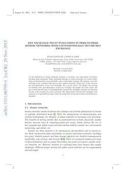 Key Exchange Trust Evaluation in Peer-to-Peer Sensor Networks with
  Unconditionally Secure Key Exchange