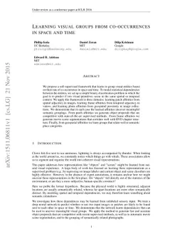 Learning visual groups from co-occurrences in space and time
