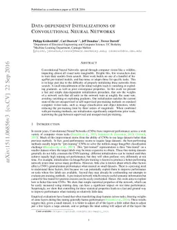 Data-dependent Initializations of Convolutional Neural Networks