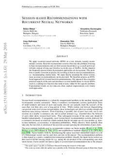 Session-based Recommendations with Recurrent Neural Networks