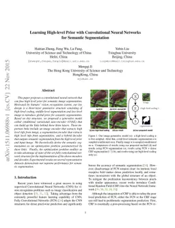 Learning High-level Prior with Convolutional Neural Networks for
  Semantic Segmentation