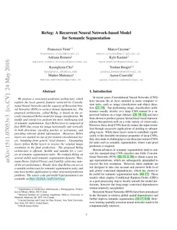 ReSeg: A Recurrent Neural Network-based Model for Semantic Segmentation