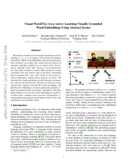 Visual Word2Vec (vis-w2v): Learning Visually Grounded Word Embeddings
  Using Abstract Scenes