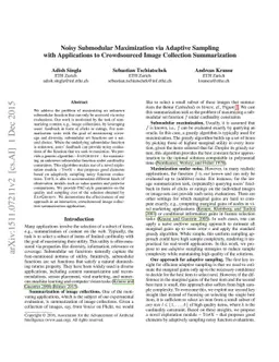 Noisy Submodular Maximization via Adaptive Sampling with Applications to
  Crowdsourced Image Collection Summarization