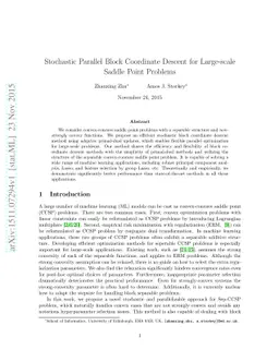 Stochastic Parallel Block Coordinate Descent for Large-scale Saddle
  Point Problems