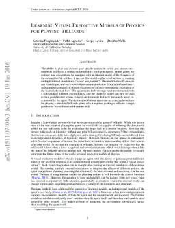 Learning Visual Predictive Models of Physics for Playing Billiards