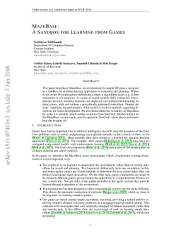 MazeBase: A Sandbox for Learning from Games