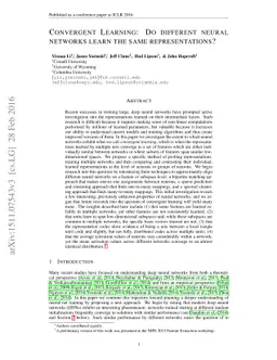 Convergent Learning: Do different neural networks learn the same
  representations?