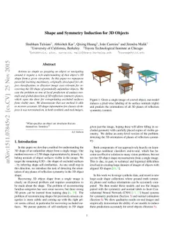 Shape and Symmetry Induction for 3D Objects