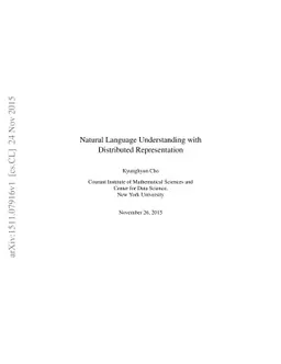Natural Language Understanding with Distributed Representation