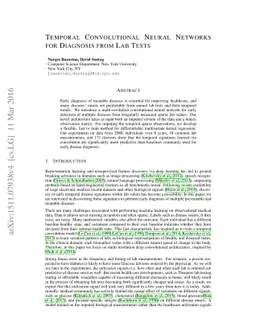 Temporal Convolutional Neural Networks for Diagnosis from Lab Tests