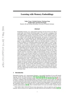 Learning with Memory Embeddings