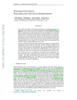 Towards Universal Paraphrastic Sentence Embeddings