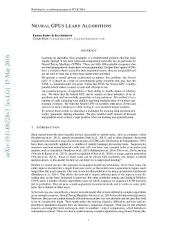 Neural GPUs Learn Algorithms