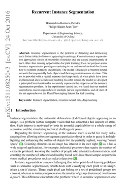 Recurrent Instance Segmentation