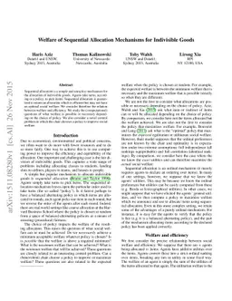 Welfare of Sequential Allocation Mechanisms for Indivisible Goods