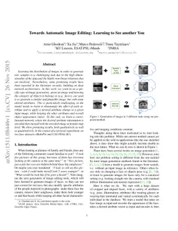 Towards Automatic Image Editing: Learning to See another You
