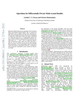 Algorithms for Differentially Private Multi-Armed Bandits