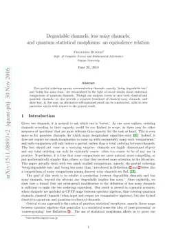 Degradable channels, less noisy channels, and quantum statistical
  morphisms: an equivalence relation