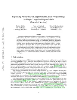 Exploiting Anonymity in Approximate Linear Programming: Scaling to Large
  Multiagent MDPs (Extended Version)