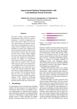Aspect-based Opinion Summarization with Convolutional Neural Networks