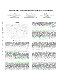 Scaling POMDPs For Selecting Sellers in E-markets-Extended Version