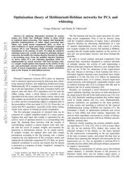 Optimization theory of Hebbian/anti-Hebbian networks for PCA and
  whitening