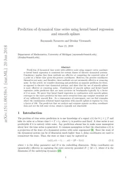 Prediction of Dynamical time Series Using Kernel Based Regression and
  Smooth Splines