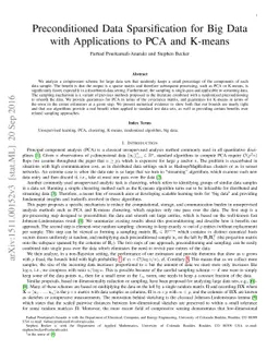 Preconditioned Data Sparsification for Big Data with Applications to PCA
  and K-means