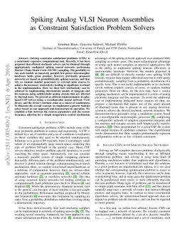 Spiking Analog VLSI Neuron Assemblies as Constraint Satisfaction Problem
  Solvers