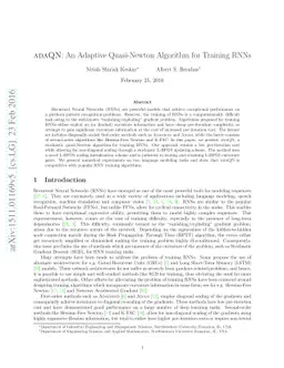 adaQN: An Adaptive Quasi-Newton Algorithm for Training RNNs