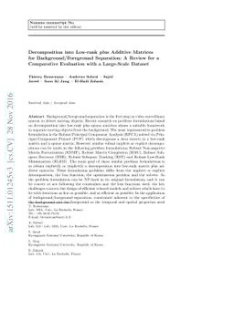 Decomposition into Low-rank plus Additive Matrices for
  Background/Foreground Separation: A Review for a Comparative Evaluation with
  a Large-Scale Dataset
