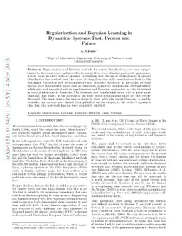 Regularization and Bayesian Learning in Dynamical Systems: Past, Present
  and Future