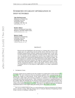 Symmetry-invariant optimization in deep networks